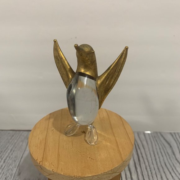PAC Prestige American Corp Glass Art And Brass Penguin Figurine - Picture 2 of 5